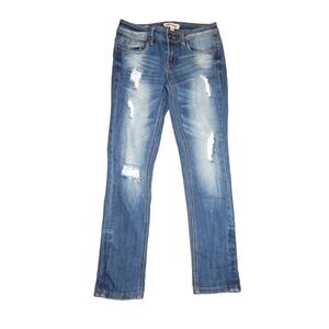 Dollhouse Roll‑Up Skinny Capri Distressed Denim Jeans Women’s Juniors 3